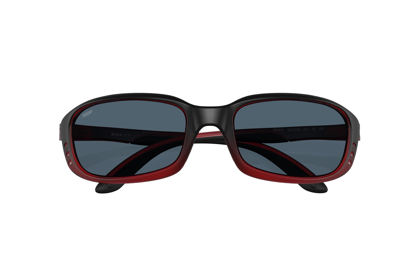 COSTA DEL MAR Brine Sunglasses with Red Sky Frame and Gray Polarized Lenses